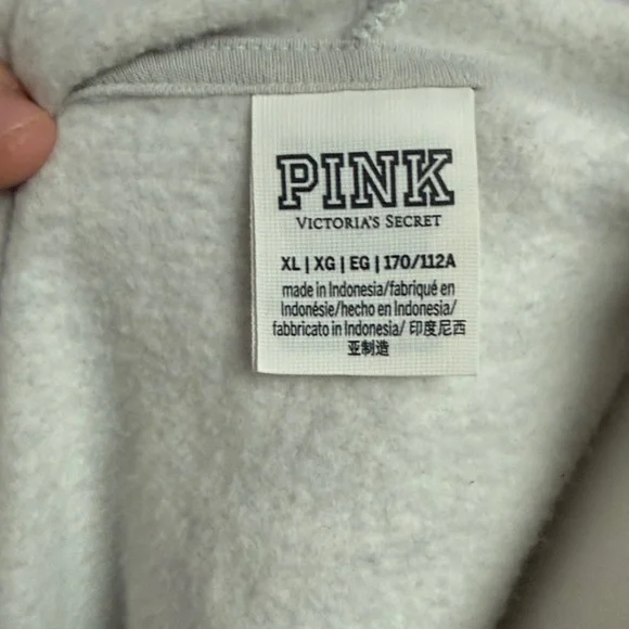 Victoria's Secret PINK Fleece Zip Up Perfect Hoodie in heather grey size XL - Picture 4 of 6